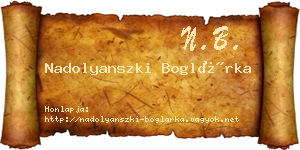 Nadolyanszki Boglárka névjegykártya